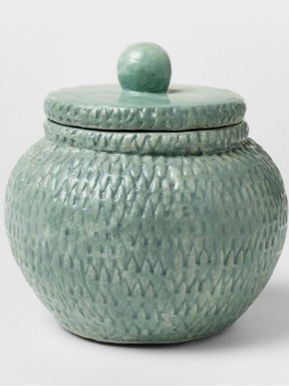 Woven Texture Ceramic Canister Sea Green - Threshold designed with Studio McGee